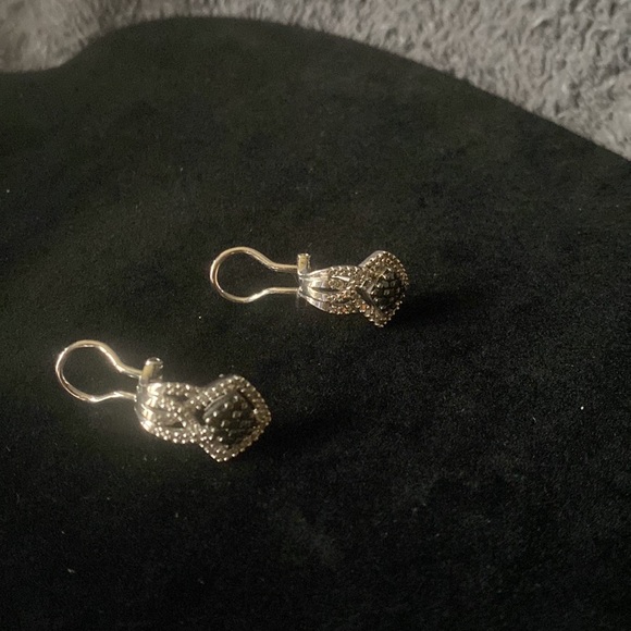 EUC Beautiful Earrings Stamped 925 with Black and White Diamonds - Picture 6 of 10